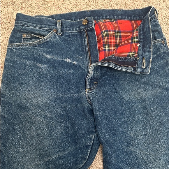L.L. Bean Classic Vintage Straight Fit Jeans with Red Plaid Lining size 36 X 34 - Picture 2 of 14